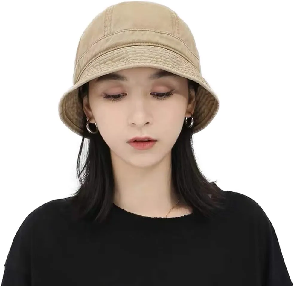 CLAPE Bucket Hat for Women Mens Unisex Packable Washed Cotton Bucket Hat Summer Outdoor Cap Beach Bucket Hats