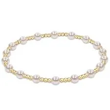 Classic gold Sincerity Pattern 4mm Bead Bracelet - Pearl