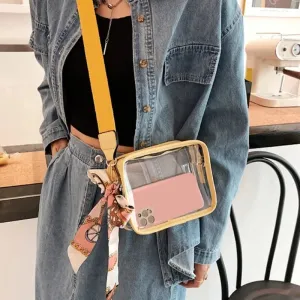 Clear Square Stadium Bag With Scarf