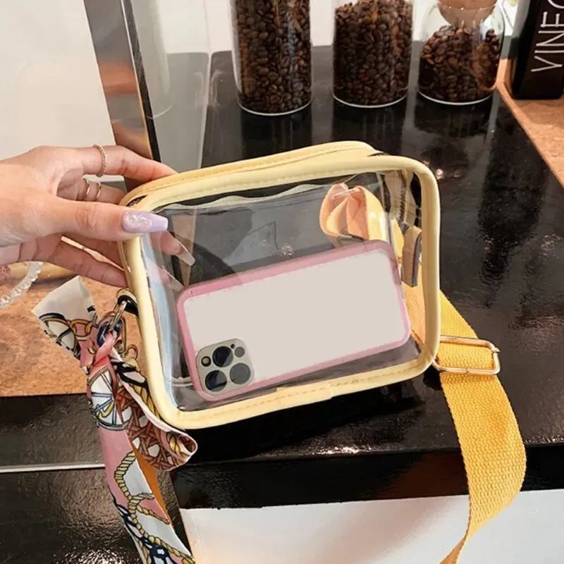 Clear Square Stadium Bag With Scarf