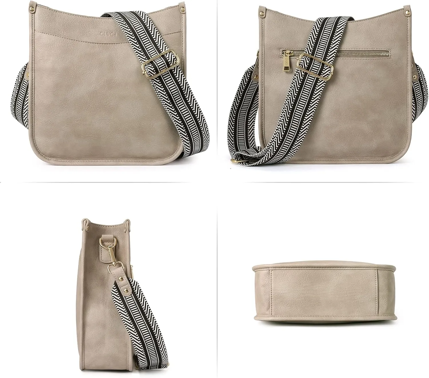 CLUCI Purses for Women, Vegen Leather Crossbody Bags for Woman Trendy, 2PCS Hobo Handbag with 2 Adjustable Guitar Strap