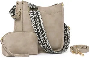 CLUCI Purses for Women, Vegen Leather Crossbody Bags for Woman Trendy, 2PCS Hobo Handbag with 2 Adjustable Guitar Strap