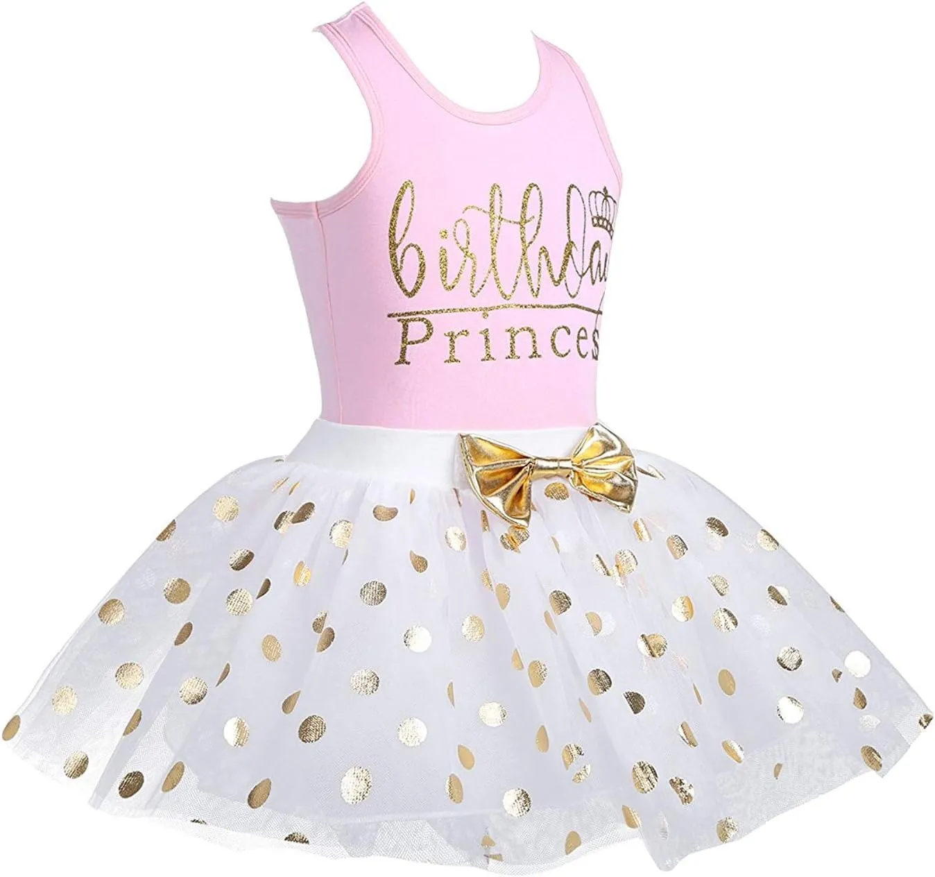 CM C&M WODRO Toddler Kids Baby Girls Birthday Princess Outfits Vest Sleeveless Tank Top Dot Mesh Tutu Skirt Set