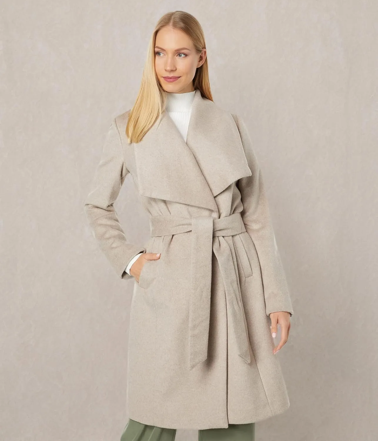 Cole Haan womens Belted Wool Classically Elegant Coat for Year-round Style (Standard and Plus Size