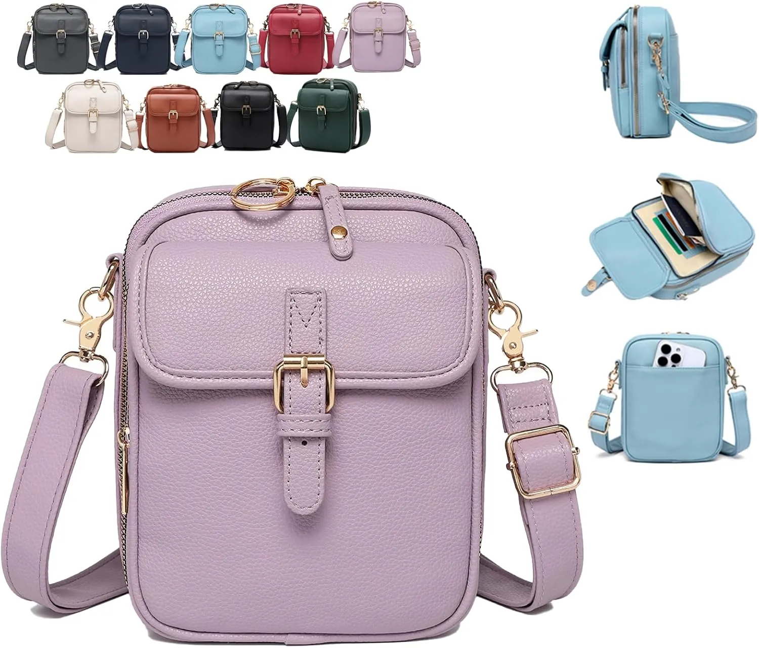 Collaborate1 Crossbody Leather Bag,Urvashi Vintage Double Layer Crossbody Leather Bags,Tojoyride Large Capacity Mini Bag