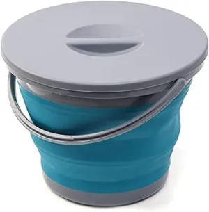 Collapsible BucketOutdoor bucket,Folding Bucket with Cover Portable Folding Bucket Silicone Foldable Washing Bucket for Bathroom Kitchen Outdoor, Blue