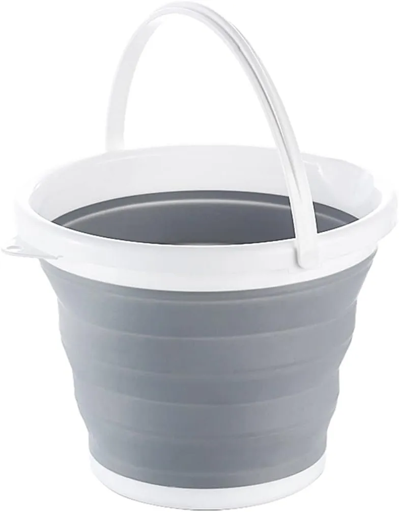 Collapsible Plastic Bucket with 2.6 Gallon, Portable Fishing Water Pail, Foldable Round Tub, Collapsible Sink Camping, with Hanging Hole, for House Cleaning (Color : /White)