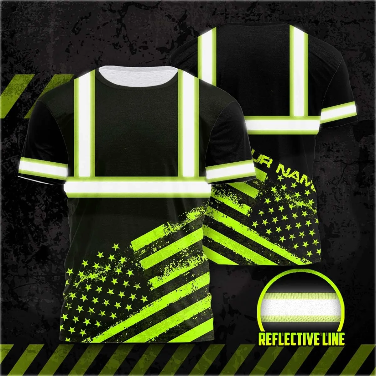 Color US Flag High Visibility Shirt Men Women Custom Name Reflective Safety Shirt Workwear for Worker Patriotic