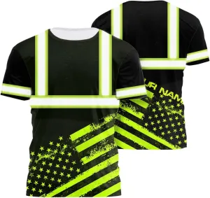 Color US Flag High Visibility Shirt Men Women Custom Name Reflective Safety Shirt Workwear for Worker Patriotic