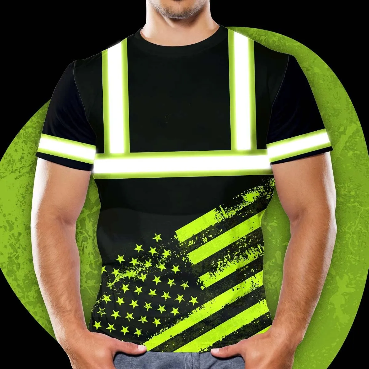 Color US Flag High Visibility Shirt Men Women Custom Name Reflective Safety Shirt Workwear for Worker Patriotic