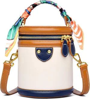 Colorblock Bucket Bag For Women, Fashion Colorblock Bucket Bag Casual, PU Leather Crossbody Bag