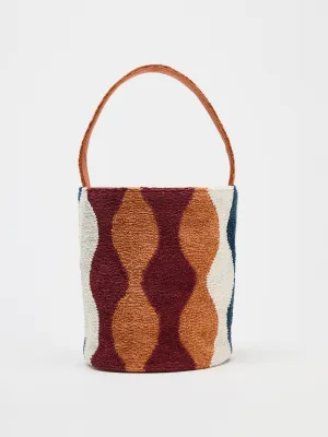 Colour block cylindrical mini bucket bag