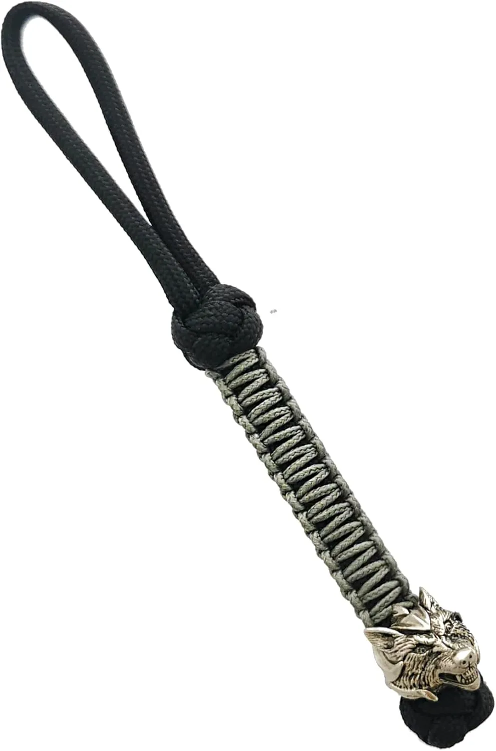 CooB EDC Paracord Knife Lanyard with Hand-Casted Solid Metal Paracord Bead Charm Wolf Fenrir. Keychain Lanyards for Knives