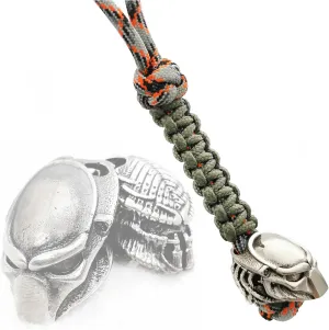 CooB EDC Paracord Knife Lanyard with Solid Metal Paracord Bead Pendant Alien & Predator Head #3. Keychain Knives Lanyards