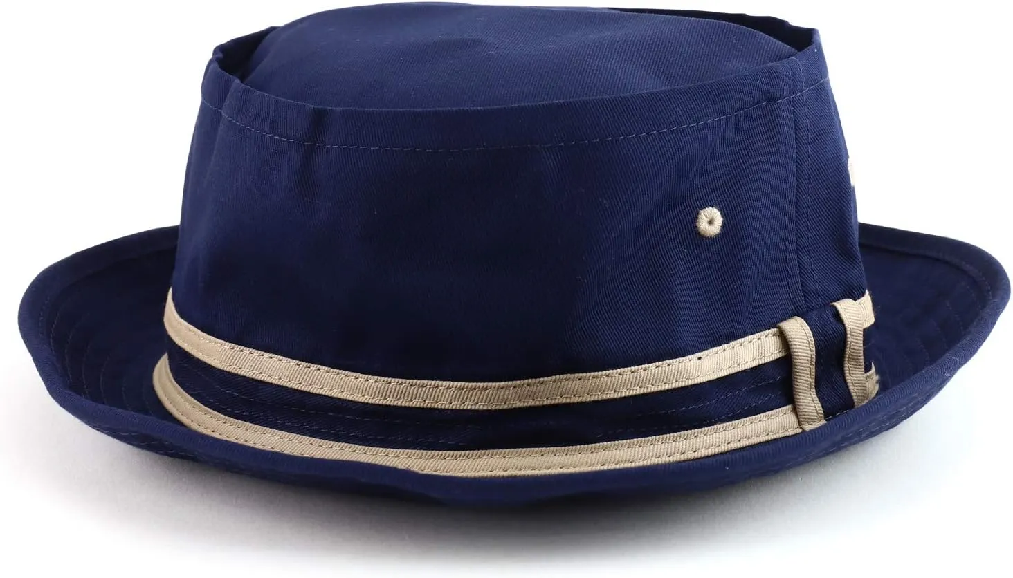 Cotton Twill Fisherman Roll Up Bucket Hat with Stripe Band