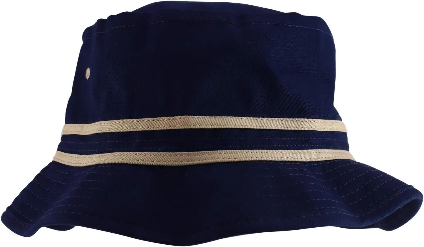 Cotton Twill Fisherman Roll Up Bucket Hat with Stripe Band