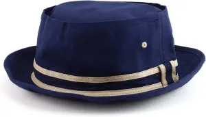 Cotton Twill Fisherman Roll Up Bucket Hat with Stripe Band