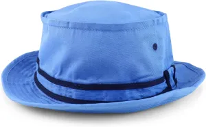Cotton Twill Fisherman Roll Up Bucket Hat with Stripe Band