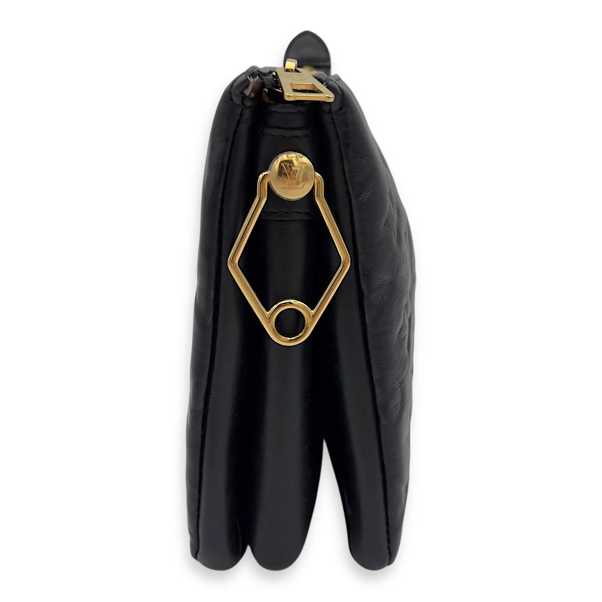 Coussin PM Black Crossbody Bag in Calfskin, Gold hardware