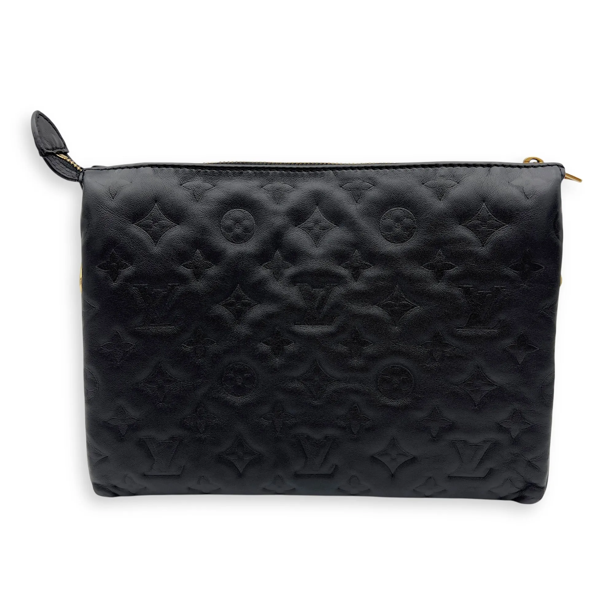 Coussin PM Black Crossbody Bag in Calfskin, Gold hardware