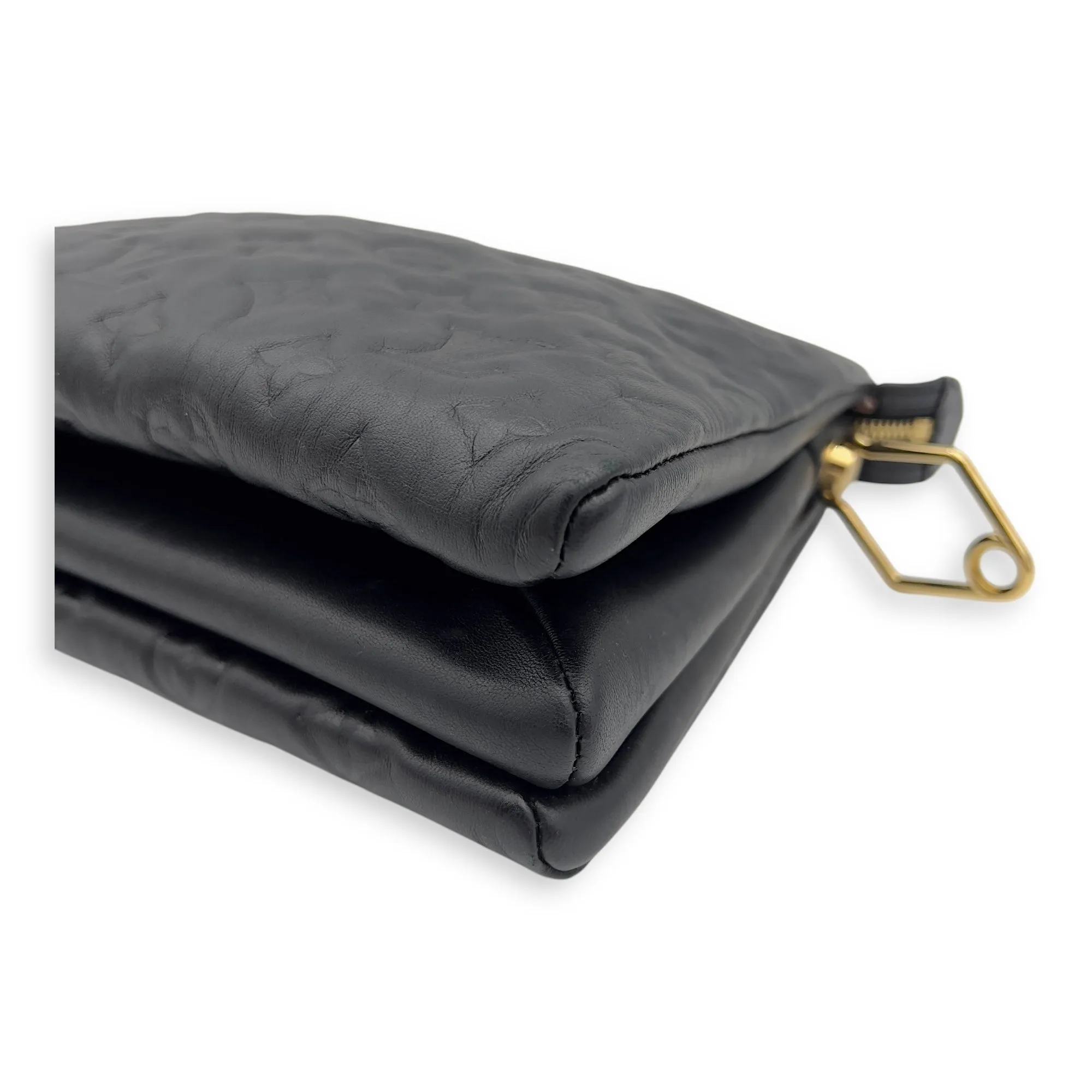 Coussin PM Black Crossbody Bag in Calfskin, Gold hardware