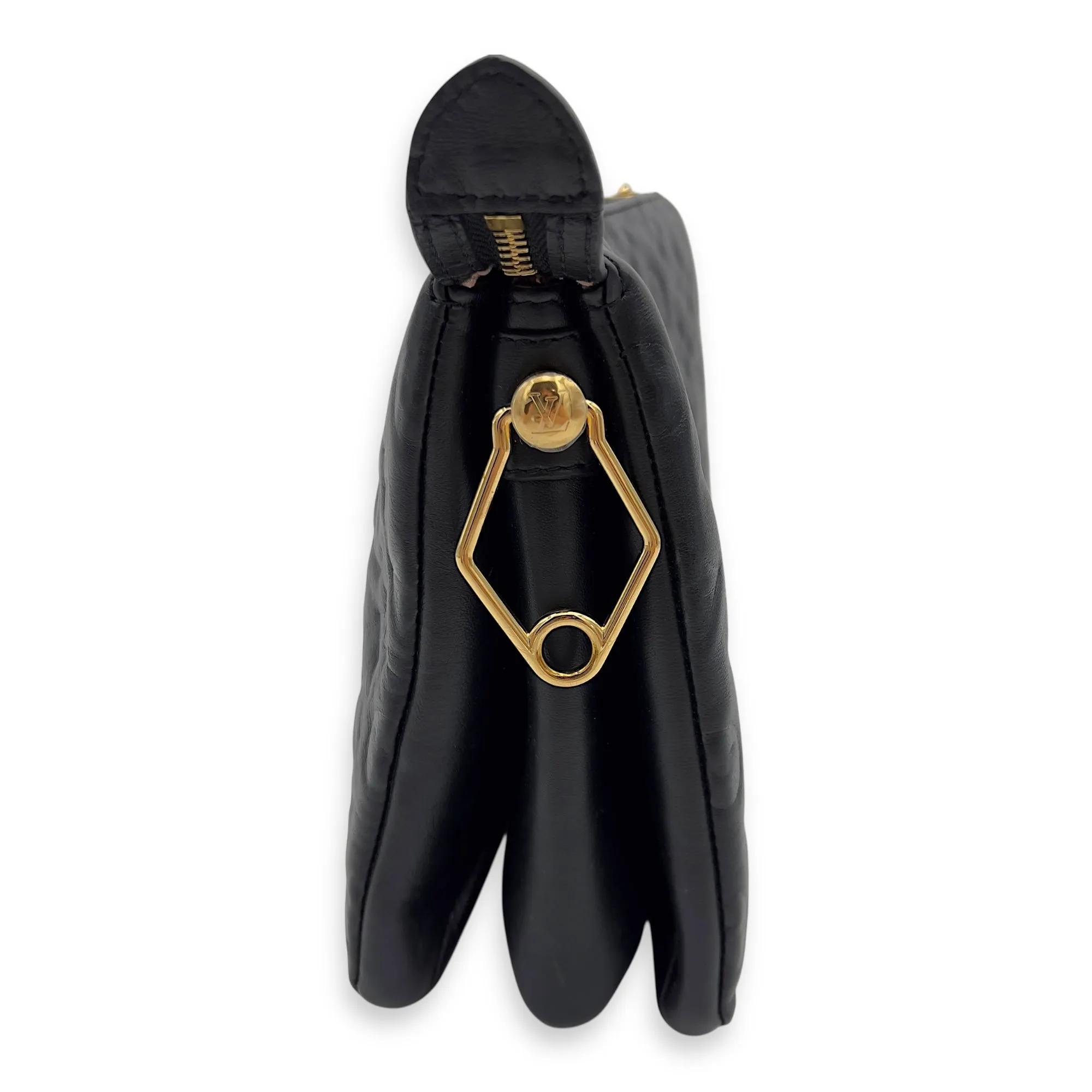 Coussin PM Black Crossbody Bag in Calfskin, Gold hardware