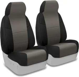 Coverking Custom Fit Front 50/50 Bucket Seat Cover for Select Acura RSX Models - Neosupreme (Charcoal with Black Sides)