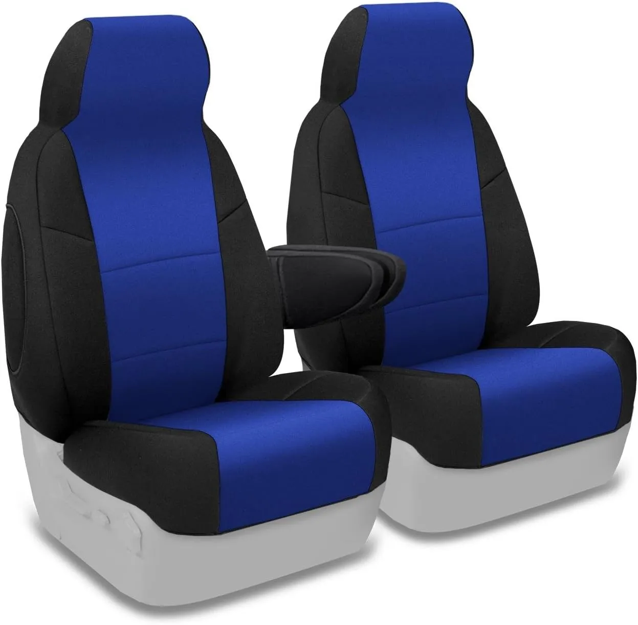 Coverking Custom Fit Front 50/50 Bucket Seat Cover for Select Ford E-Series Models - Neosupreme (Blue with Black sides)