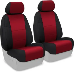 Coverking Custom Fit Front 50/50 Bucket Seat Cover for Select Honda Ridgeline Models - Neosupreme (Red with Black Sides)
