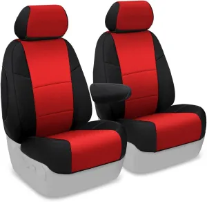 Coverking Custom Fit Front 50/50 Bucket Seat Cover for Select Toyota FJ Cruiser Models - Spacermesh 2-Tone (Red with Black Sides)