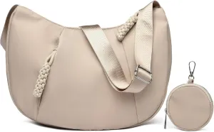 Crescent Shoulder Bag for Women Nylon Crossbody Purses Trendy Hobo Bags Medium Sling Bag Travel Slouchy Dumpling Bag