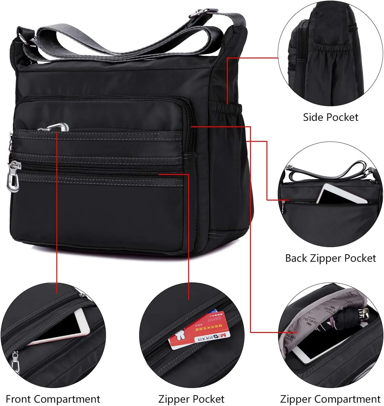 Crossbody Bag for Women Waterproof Shoulder Bag Messenger Bag Casual Nylon Purse Handbag