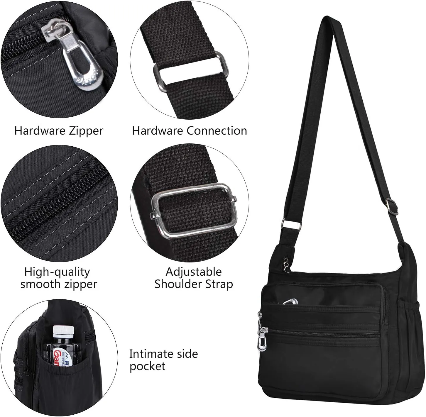 Crossbody Bag for Women Waterproof Shoulder Bag Messenger Bag Casual Nylon Purse Handbag