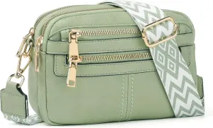 Crossbody Bags for Women, 6-Pockets Purses for Women, Vegan Leather Handbags Shoulder Bag for Travel Shopping