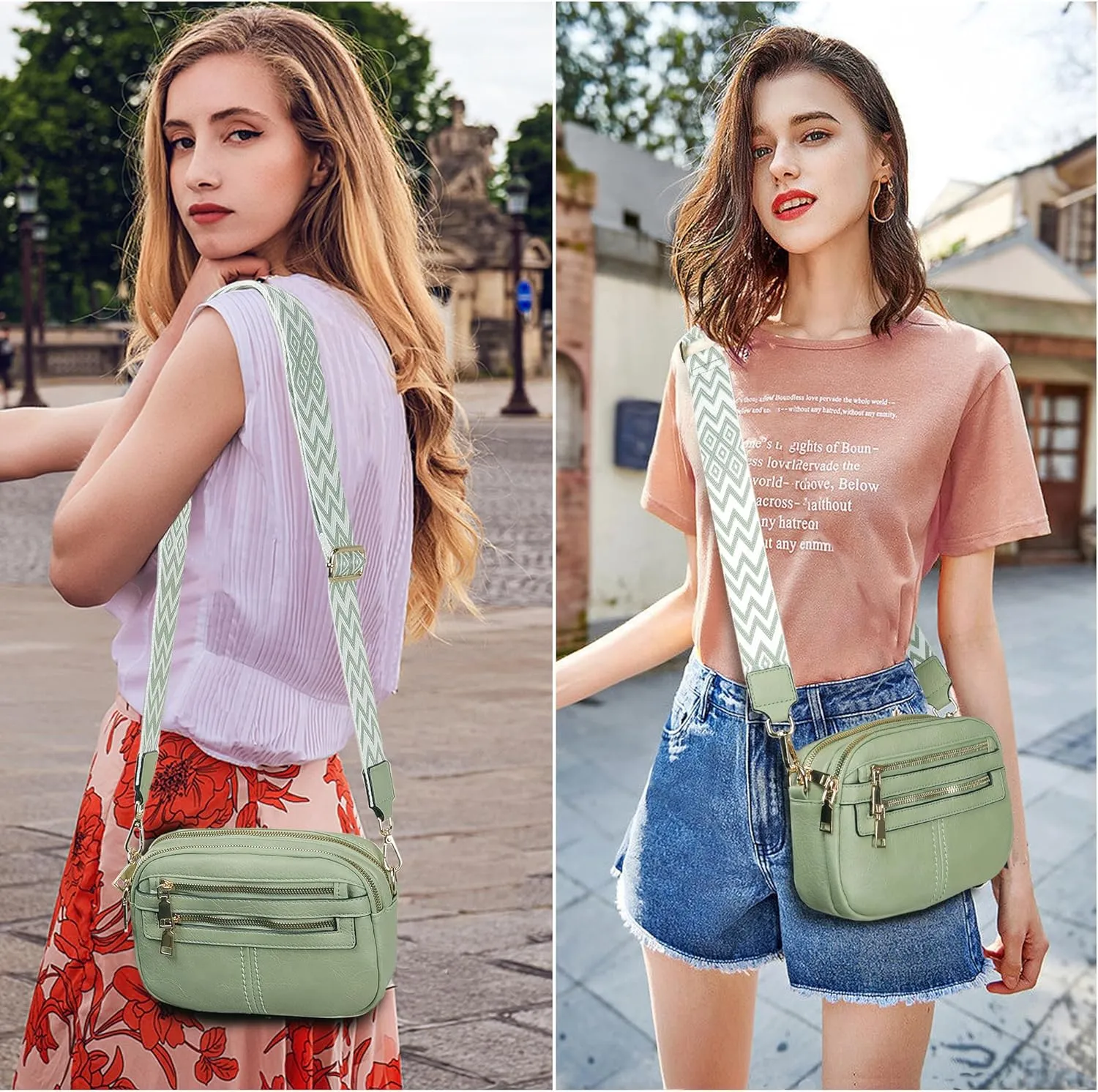 Crossbody Bags for Women, 6-Pockets Purses for Women, Vegan Leather Handbags Shoulder Bag for Travel Shopping