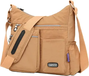 Crossbody Bags for Women Multi-pocket Padded Shoulder Bag Waterproof Nylon Travel Pocketbook