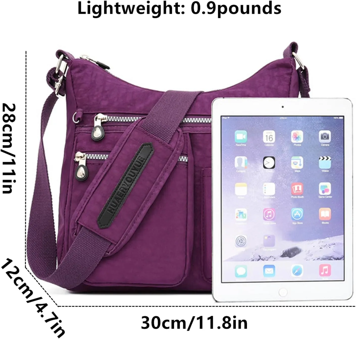 Crossbody Bags for Women Multi-pocket Padded Shoulder Bag Waterproof Nylon Travel Pocketbook