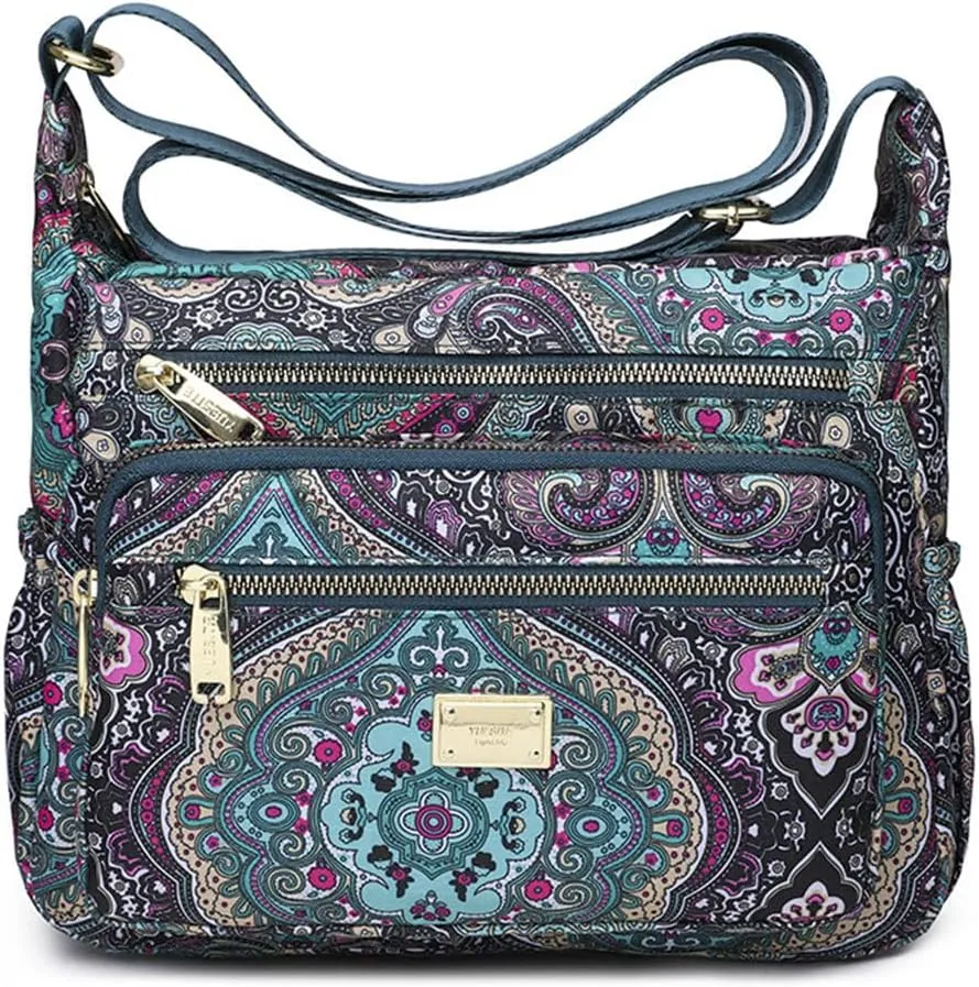 Crossbody Bags for Women Multi Pocket Shoulder Bag Waterproof Nylon Messenger Purses and Handbags