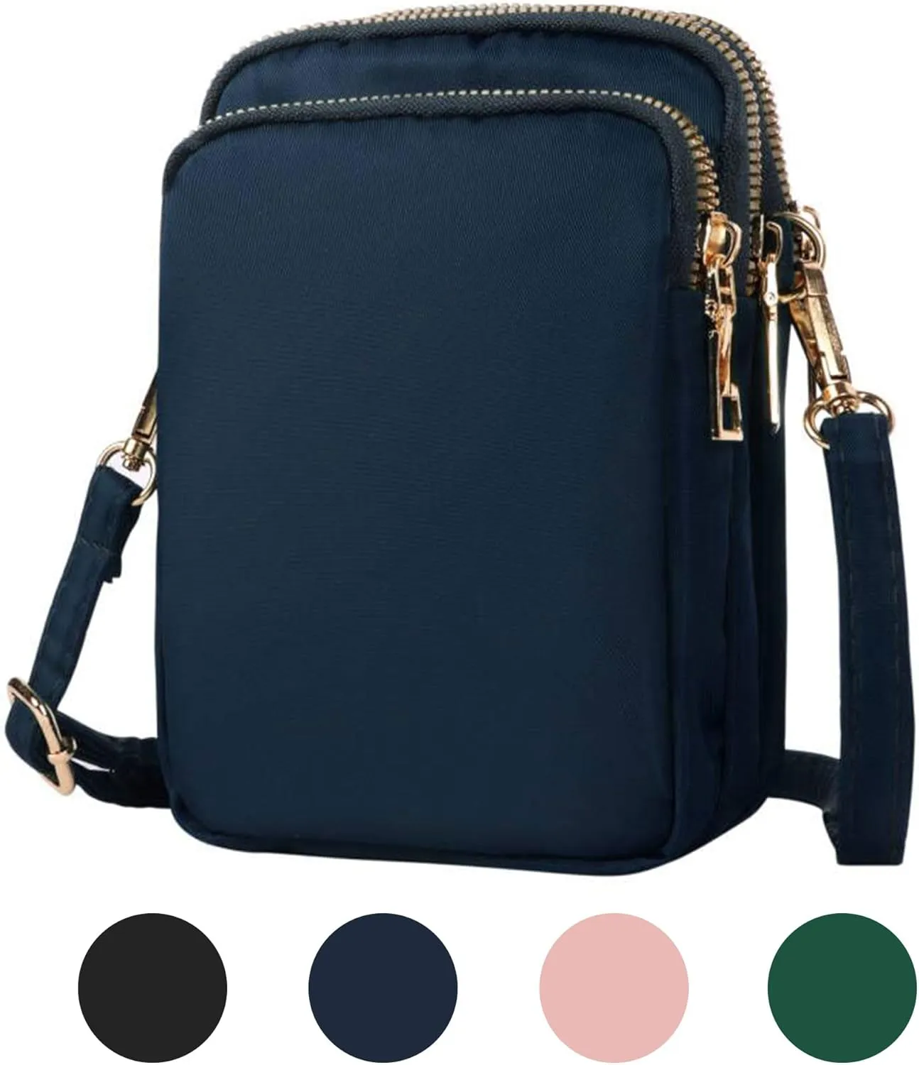 Crossbody Bags for Women, Small Crossbody Phone Bag with Adjustable Strap, 3 Layers Zipper Purse Wallet for Women and Ladies