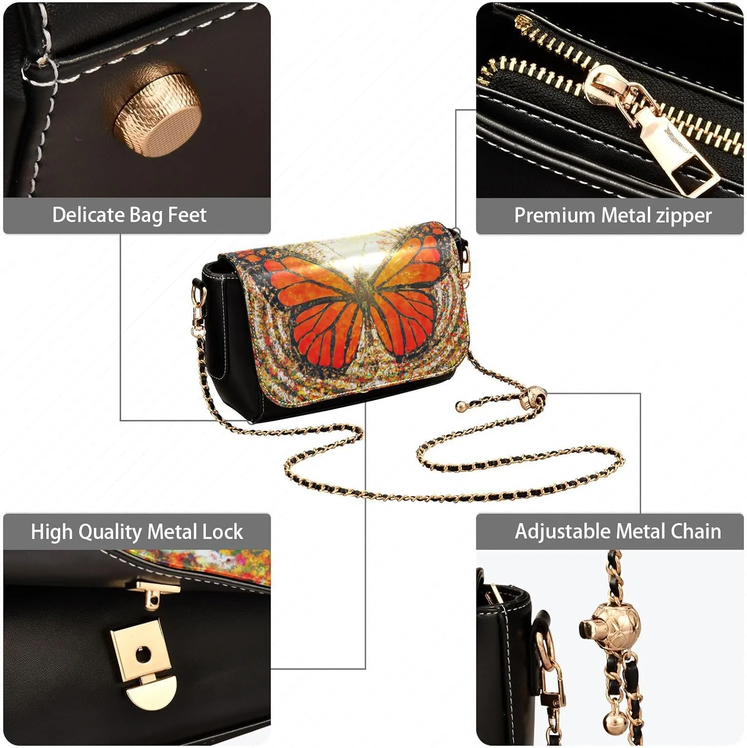 Crossbody Bags for Women Trendy Women's Black Shoulder Bag Small PU Leather Flap Cross Body Bag Handbags
