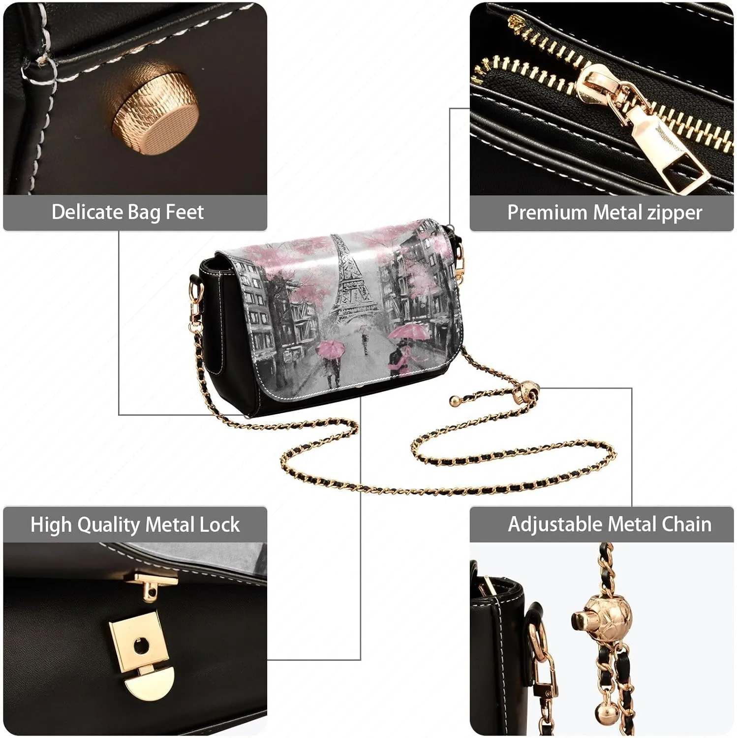 Crossbody Bags for Women Trendy Women's Black Shoulder Bag Small PU Leather Flap Cross Body Bag Handbags
