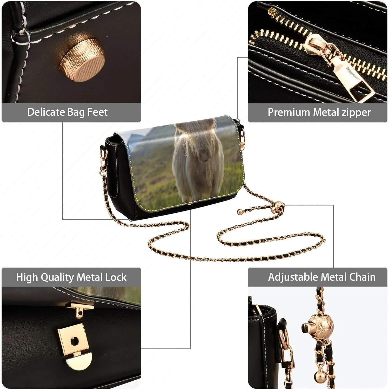 Crossbody Bags for Women Trendy Women's Black Shoulder Bag Small PU Leather Flap Cross Body Bag Handbags