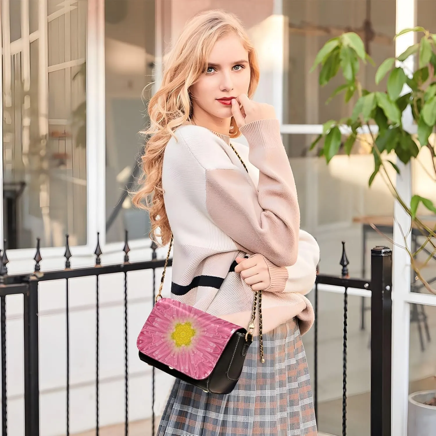 Crossbody Bags for Women Trendy Women's Black Shoulder Bag Small PU Leather Flap Cross Body Bag Handbags