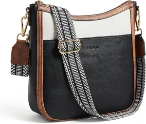 Crossbody Bags for Women Vegan Leather Hobo Purses Travel Shoulder Handbags with Detachable Wide Guitar Strap