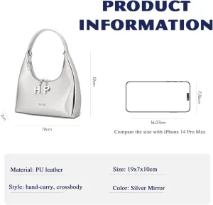 Crossbody Bags Small Handbags, Mirror Silver Handbag for Women