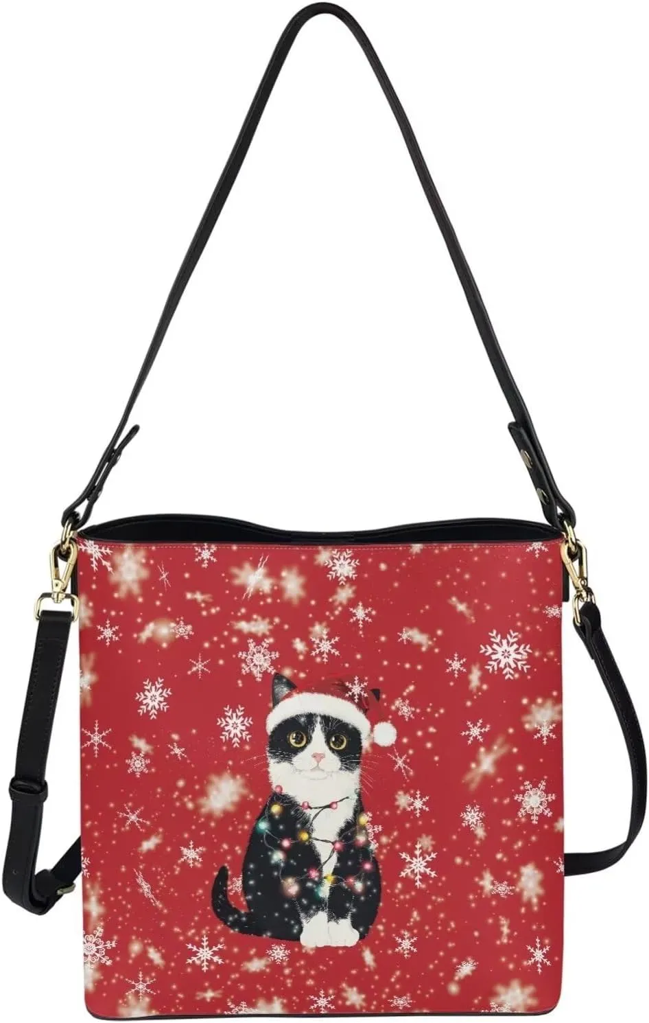 Crossbody Bucket Shoulder Bags for Women Leather Purse Cross Body Handbag Multiple Pockets