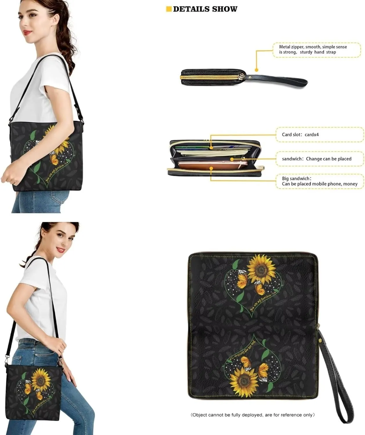 Crossbody Hobo Bag with Wallet Set for Women, 2 Pcs Bucket Purse Set Large Bucket Handbag with Adjustable Strap
