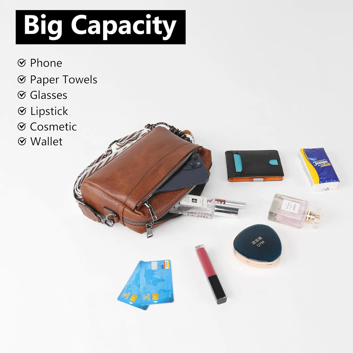 Crossbody Purses, Simple Fashion Crossbody with Removable Shoulder Strap, Multi-Pocket Crossbody Bags for Women