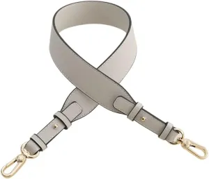 Crossbody-Strap Faux Leather Shoulder-Strap Purse Adjustable Replacement-Strap for Handbag with Metal Hardware Light Grey
