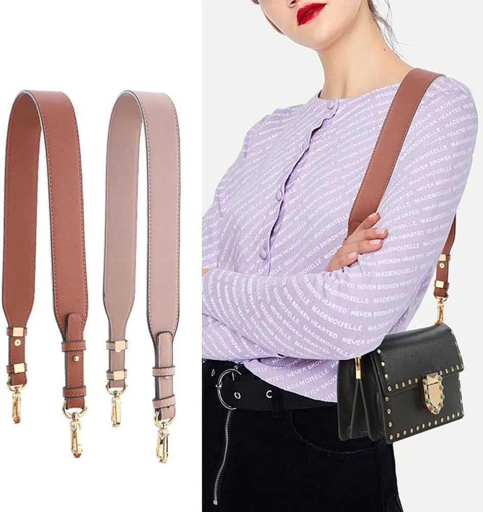 Crossbody-Strap Faux Leather Shoulder-Strap Purse Adjustable Replacement-Strap for Handbag with Metal Hardware Light Grey